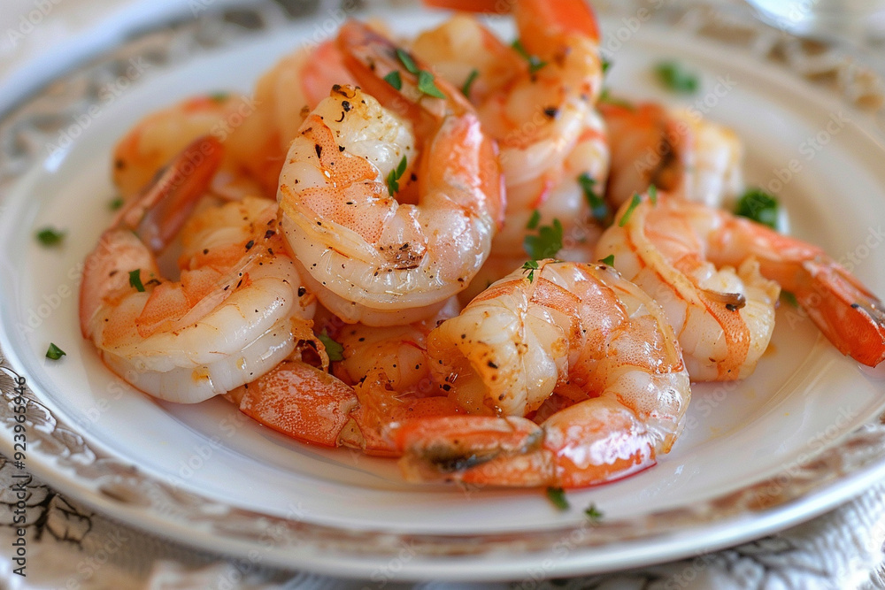 A plate of delicious, fresh, cooked shrimp. A plate of delicious, fresh, cooked shrimp.