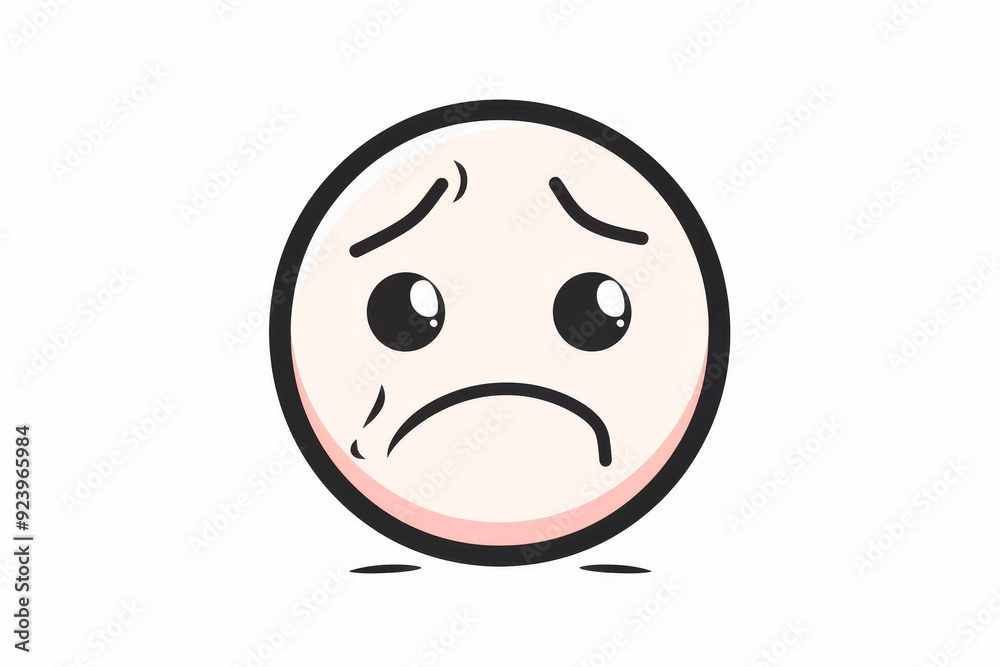 Fototapeta premium Sad Expression Emoji. Emoticon Cartoon Face. Generative AI.