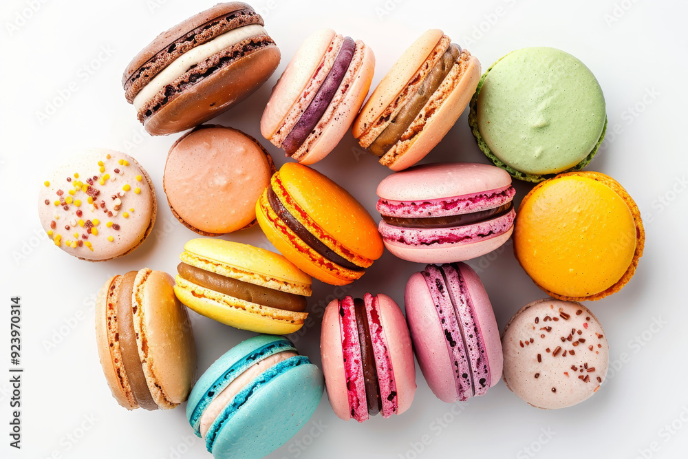 Vibrant Macarons on White Background Vibrant Macarons on White Background