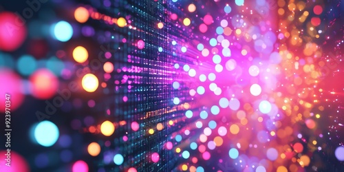 Wallpaper Mural Multicolored digital screen wall with glowing lights in a vibrant display at a modern art exhibition Torontodigital.ca