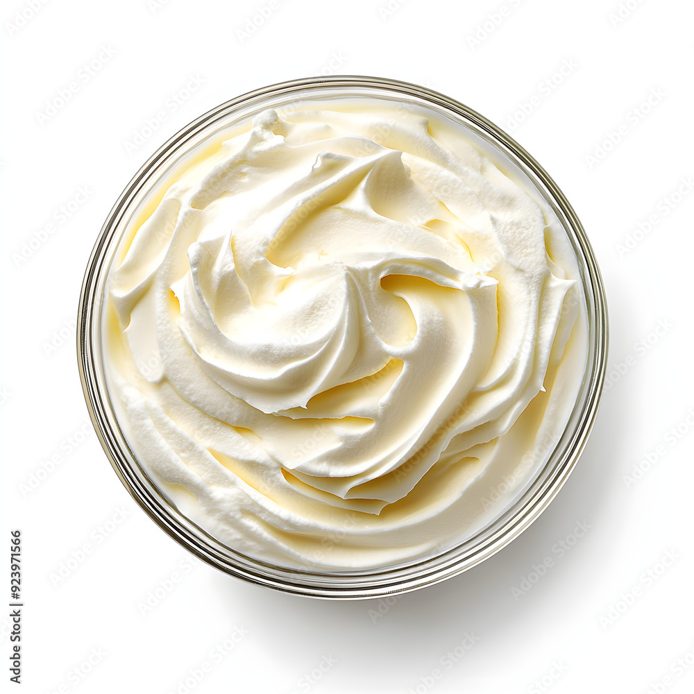 Bowl of sour cream isolated on white background Bowl of sour cream isolated on white background