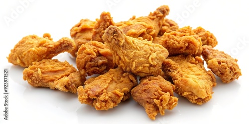 Crispy Fried Chicken Pile, White Background, Fast Food, Chicken, Fried, Food , Appetizer