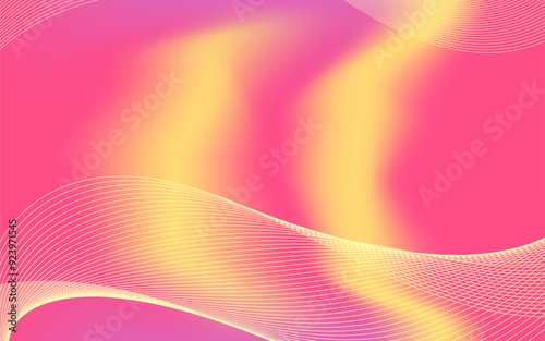 Pink yellow gradient background with wave lines