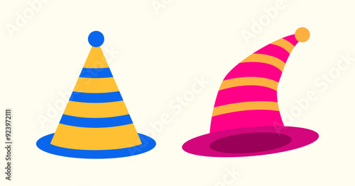 Birthday hat vector set design in cartoon style