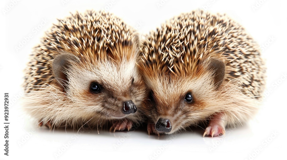 Obraz premium Snuggled Hedgehogs: Adorable Duo Embracing Each Other, Signifying Friendship and Togetherness