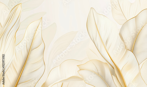 A white background with gold leafy plants. The leaves are very thin and delicate. The image has a serene and calming mood