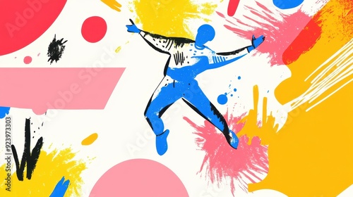 Joyful dance of colorful celebration against a vibrant abstract background