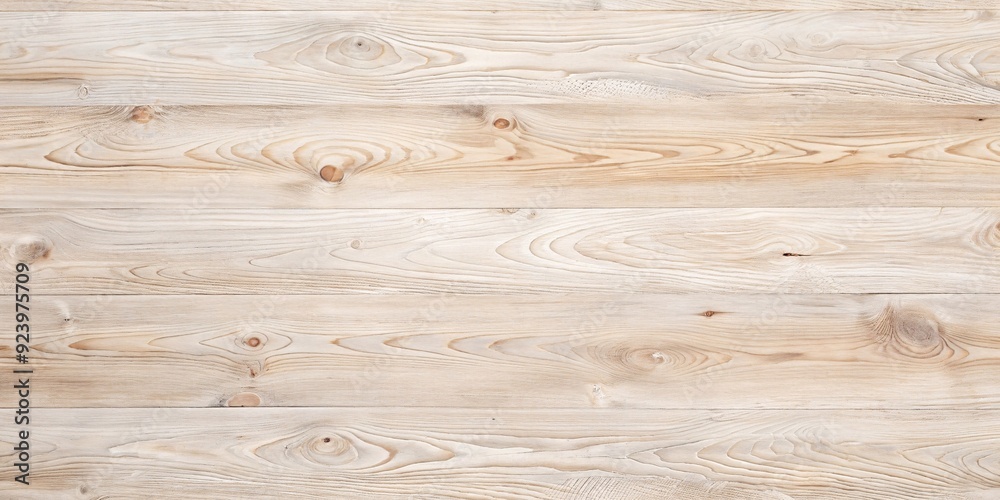Naklejka premium Light Wood Texture Background. A close-up view of a beautifully grained light wood surface, showcasing natural patterns and textures. Ideal for backgrounds, interior design, or rustic themes. 