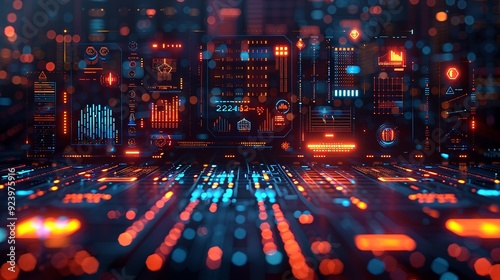 Information theory and algorithms background focusing on data processing, cryptography, and complex calculations, perfect for visualizing the foundation of modern computing. high resolution photo