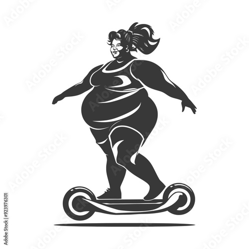 Overweight Woman Riding an Electric Scooter