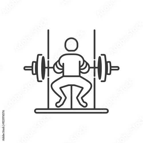 Person Performing Barbell Squat Exercise with Squat Rack