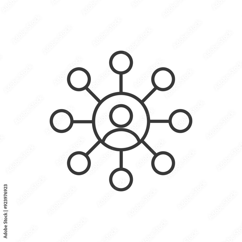 Person with eight connected circles representing connections Person with eight connected circles representing connections