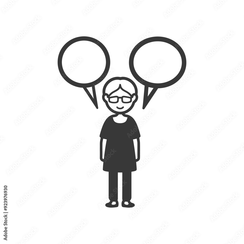 Person with Two Speech Bubbles Above their Head Person with Two Speech Bubbles Above their Head