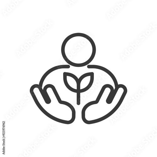 Person with outstretched hands holding a plant sprout