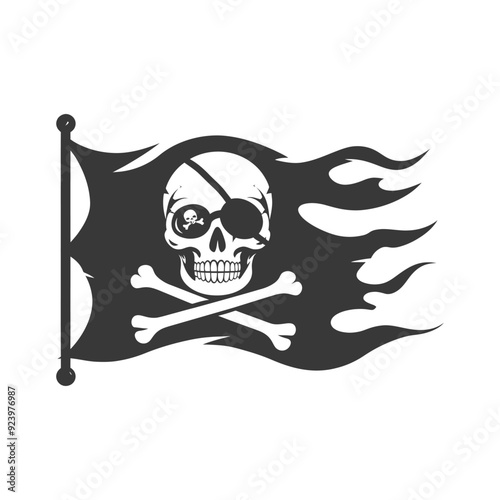 Pirate Skull and Crossbones Flag with Eyepatch