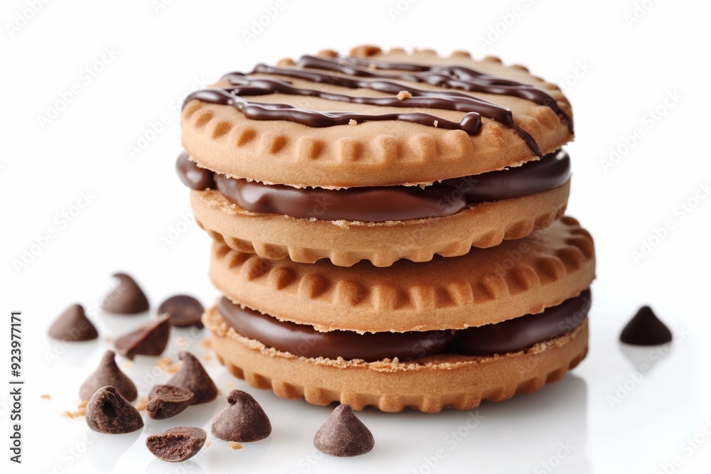 sandwich cookies with chocolate drizzle and chocolate chips sandwich cookies with chocolate drizzle and chocolate chips