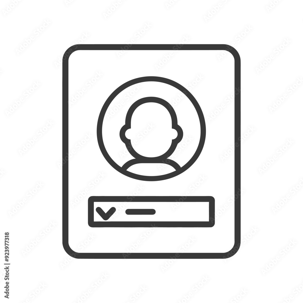 Profile with Checkmark and Underline in a Rectangle Profile with Checkmark and Underline in a Rectangle