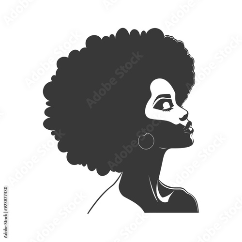 Profile of a woman with an afro hairstyle