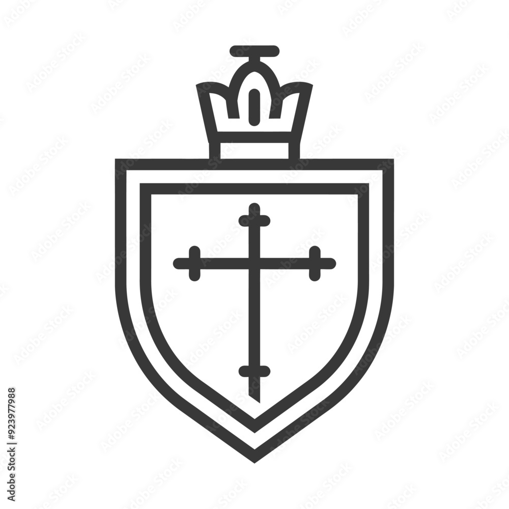 Shield with Cross and Crown Icon Shield with Cross and Crown Icon
