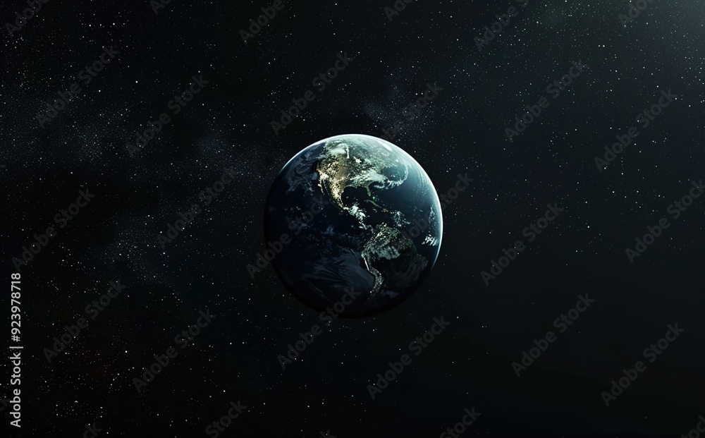 A cinematic still of the Earth floating in space A cinematic still of the Earth floating in space