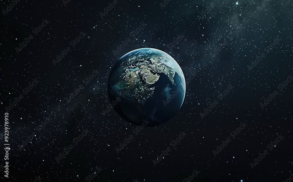 A cinematic still of the Earth floating in space A cinematic still of the Earth floating in space