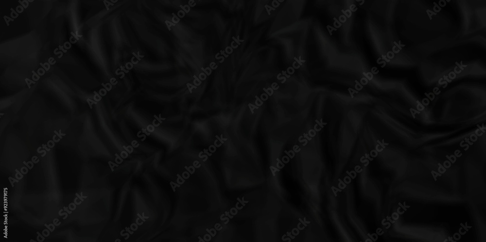 Close up texture of black cardboard crumple on a creased recycle black craft paper texture background. grunge wrinkle old paper.	
