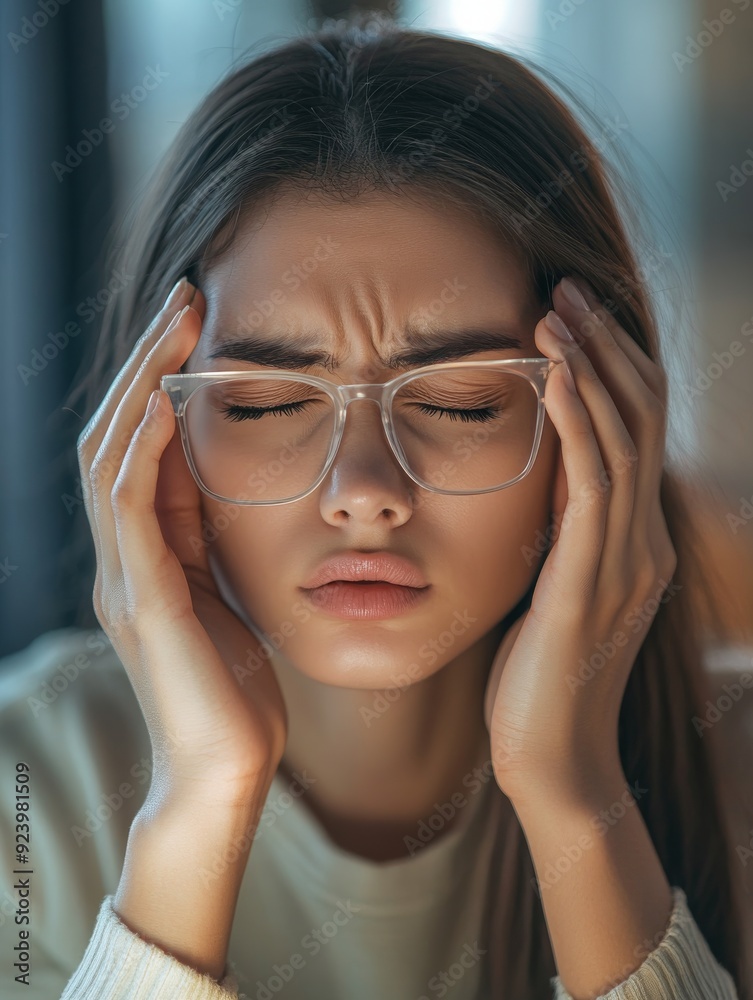 woman has headache, realistic photo. banner, background. woman has headache, realistic photo. banner, background.
