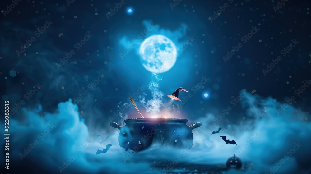 A group of children dressed in colorful and whimsical Halloween costumes, portraying witches and wizards, gathered around a cauldron filled with bubbling potions under a moonlit sky. A group of children dressed in colorful and whimsical Halloween costumes, portraying witches and wizards, gathered around a cauldron filled with bubbling potions under a moonlit sky.
