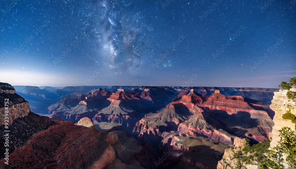 Obraz premium Grand Canyon Night Time-Lapse- A mesmerizing time-lapse image of the Grand Canyon at night,_1(338)