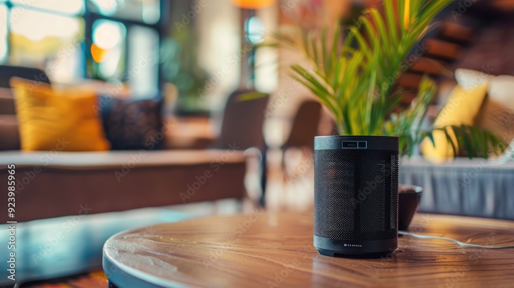 Music speaker on a table indoors Music speaker on a table indoors