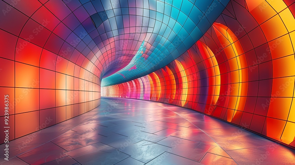 Obraz premium Futuristic sophisticated design featuring a colorful pixelated pattern and smooth polished surfaces creating a striking modern visual with crisp contrasts. high resolution Illustration in the style
