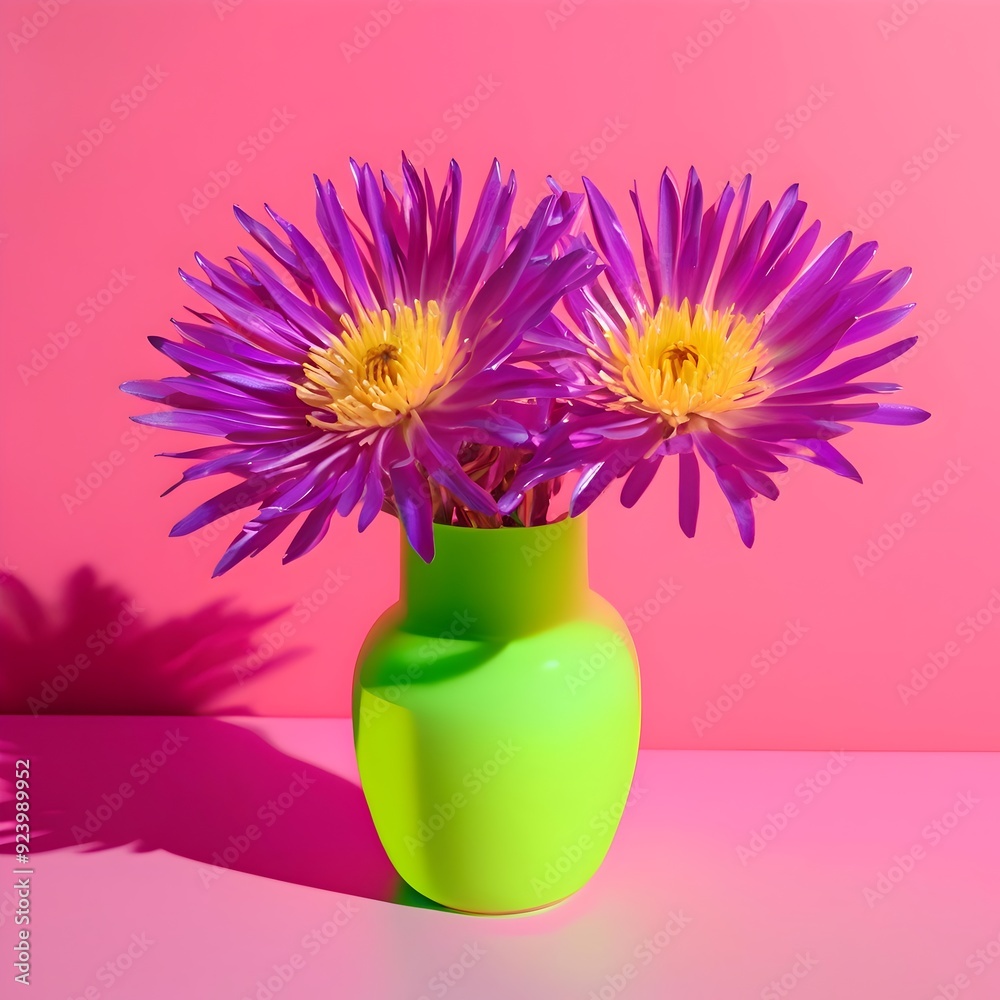 Beautiful Asters Flowers in a Vase on a Minimalistic Background - Perfect for Home Decor, Office Decor, and Floral Art Beautiful Asters Flowers in a Vase on a Minimalistic Background - Perfect for Home Decor, Office Decor, and Floral Art