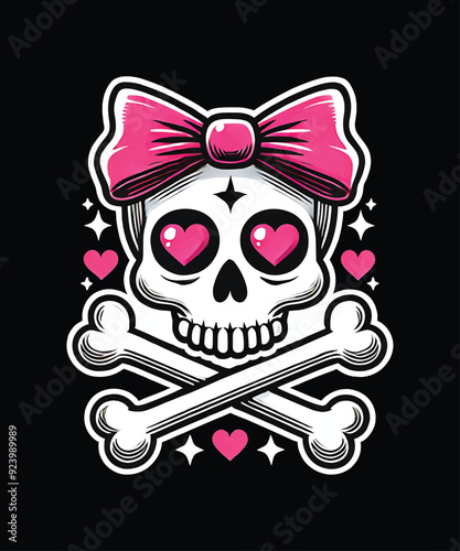 Charming Pink Bow Skull Graphic Tee for Women and Girls Adorable Kawaii Design