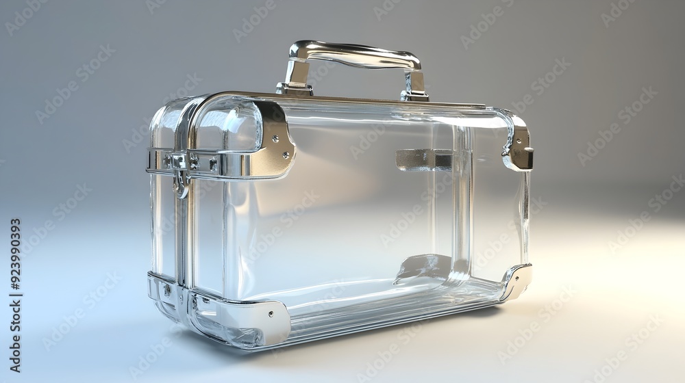 Transparent Glass Suitcase with Neatly Packed Contents on Display Transparent Glass Suitcase with Neatly Packed Contents on Display