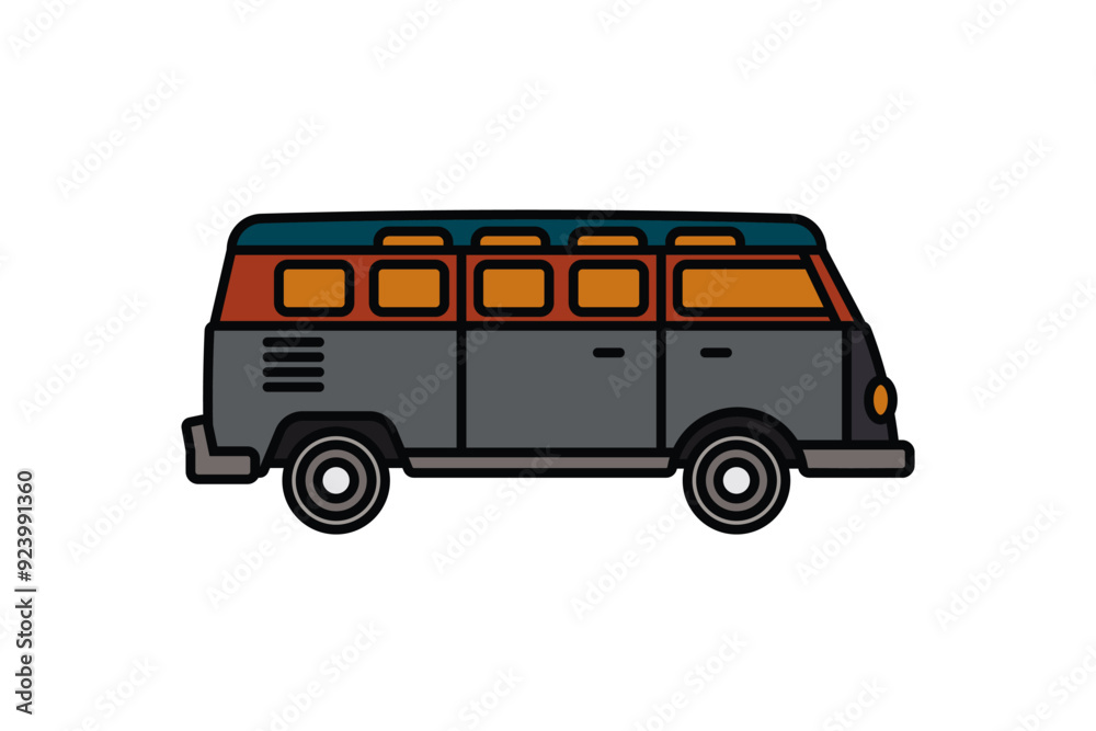 Original vector illustration. An old travel van. A contour icon. Original vector illustration. An old travel van. A contour icon.