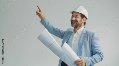 The architect holding blueprints photo