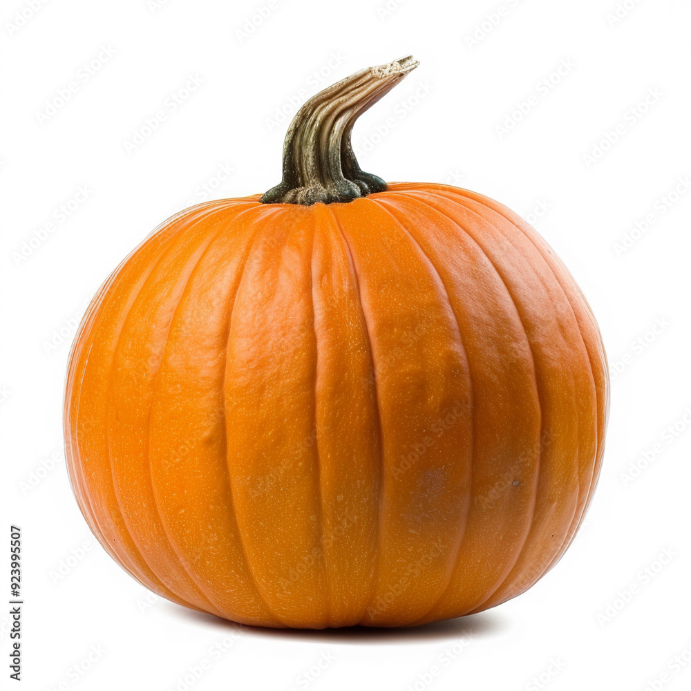 Bright orange pumpkin sits alone on isolated white background, ideal for seasonal decor or cooking Bright orange pumpkin sits alone on isolated white background, ideal for seasonal decor or cooking