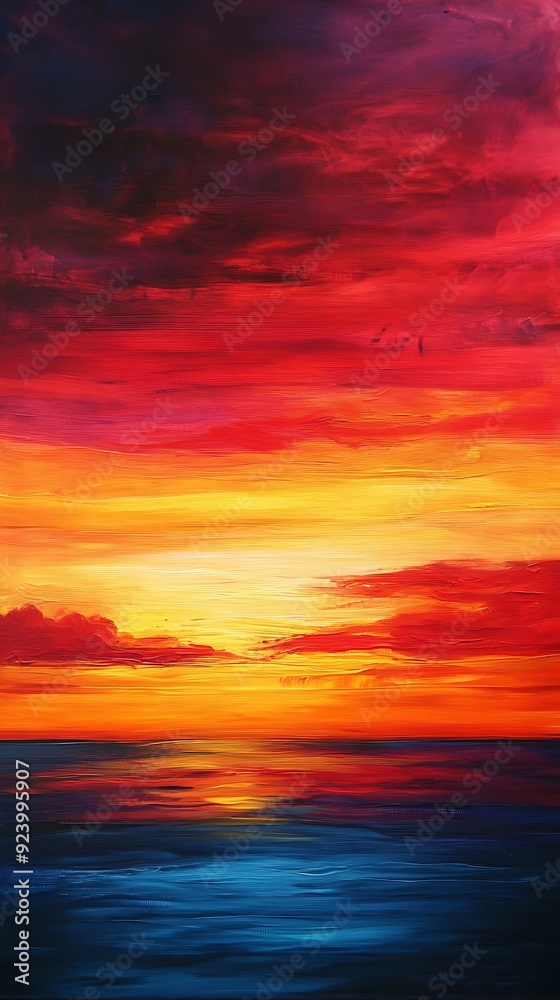 Obraz premium Abstract Painting of a Sunset Over the Ocean