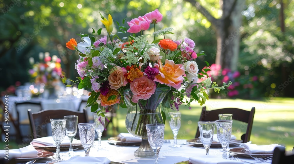 Beautiful Centerpiece At An Outdoor Wedding Beautiful Centerpiece At An Outdoor Wedding