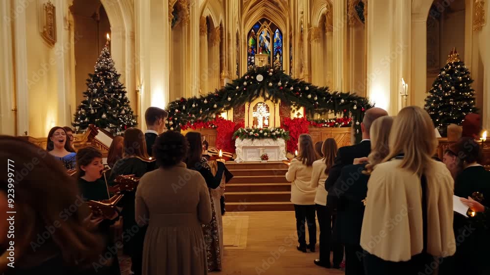 Joyful Christmas Eve Service with Candlelight Atmosphere