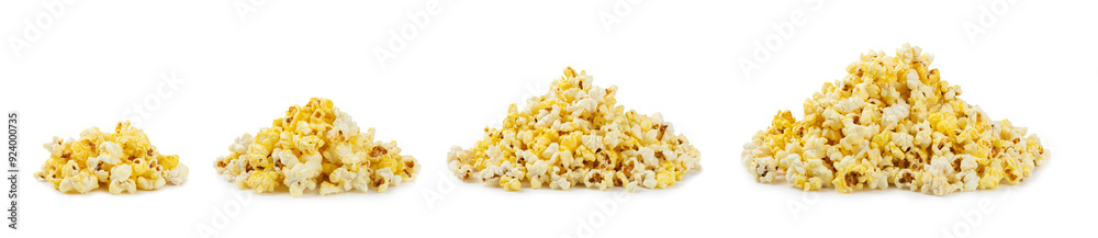 Salted popcorn isolated on white background. Cinema and entertainment concept. Movie night with popcorn. Delicious appetizer, snack. Salted popcorn isolated on white background. Cinema and entertainment concept. Movie night with popcorn. Delicious appetizer, snack.