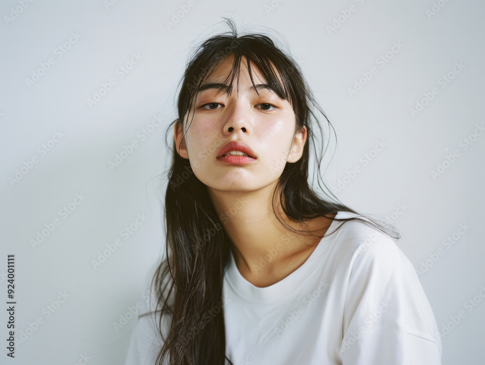 女, 女性, モデル, 可愛い, 美人, アジア人, 日本人, Tシャツ, 白いTシャツ, 白背景, Female, Female model, Cute, Beautiful, Asian, Japanese, T-shirt, White T-shirt, White background 女, 女性, モデル, 可愛い, 美人, アジア人, 日本人, Tシャツ, 白いTシャツ, 白背景, Female, Female model, Cute, Beautiful, Asian, Japanese, T-shirt, White T-shirt, White background