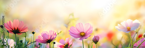 Wildflowers in a meadow at sunset