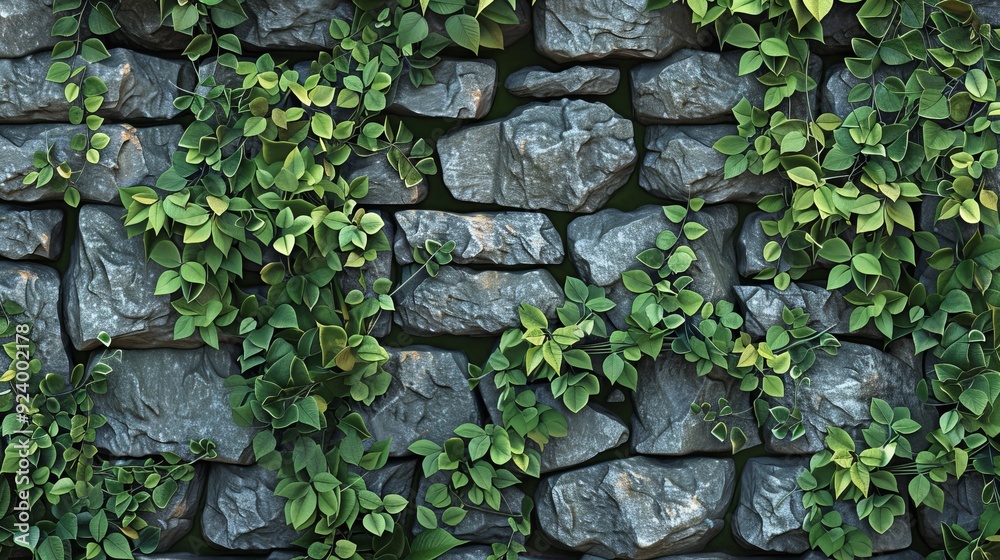 A Stone Wall Of Green Leaves A Stone Wall Of Green Leaves