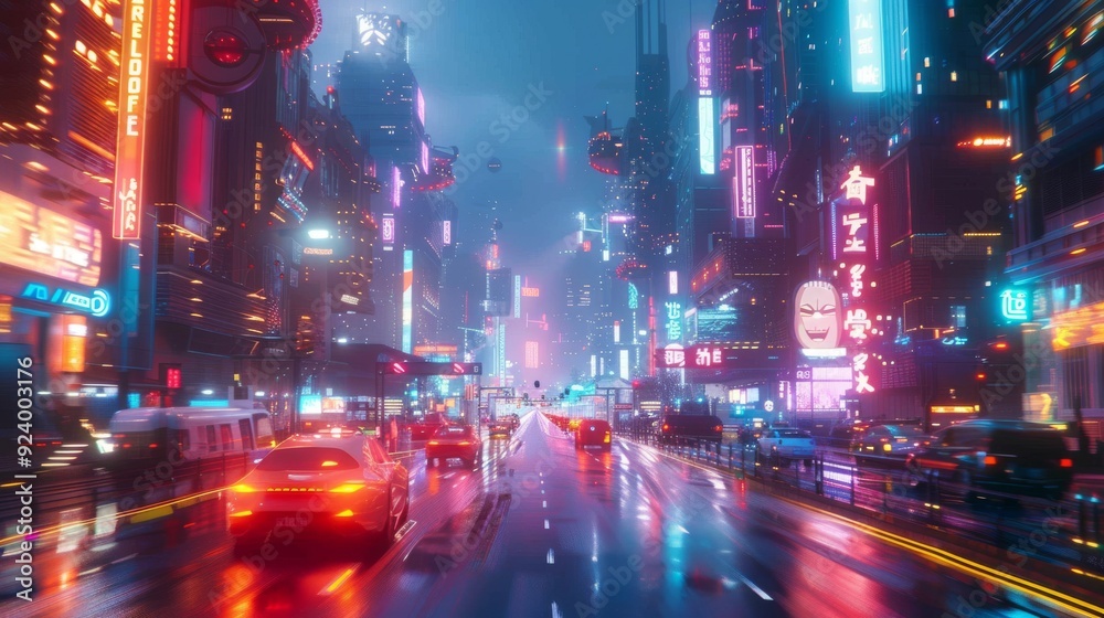 AI-Optimized Urban Traffic System: A futuristic cityscape showing an AI-managed traffic system with autonomous vehicles and smart traffic lights. AI-Optimized Urban Traffic System: A futuristic cityscape showing an AI-managed traffic system with autonomous vehicles and smart traffic lights.