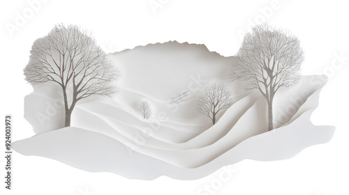 Winter landscape transparent background