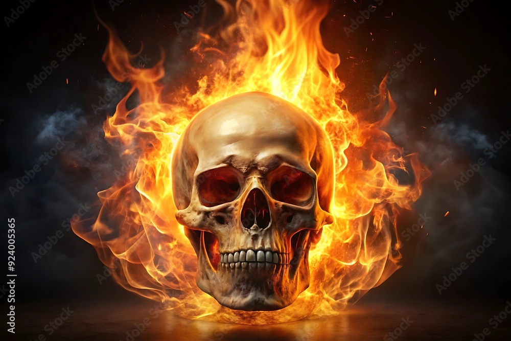 Skull with fire. High resolution 3d render. Skull with fire. High resolution 3d render.