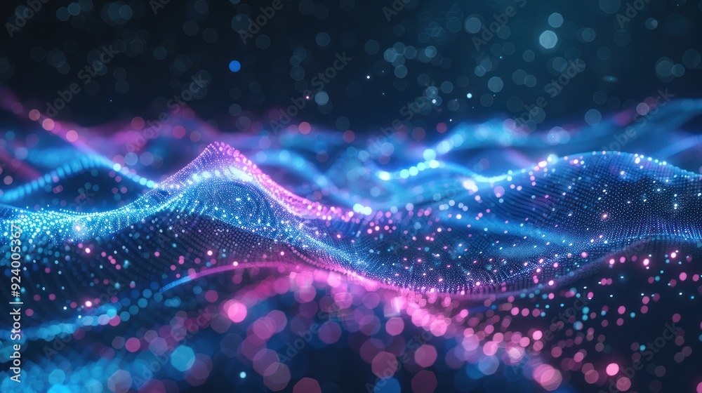 Abstract Digital Landscape with Glowing Particles Abstract Digital Landscape with Glowing Particles