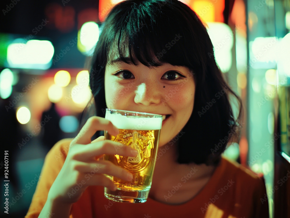 女, 女性, アジア人, 日本人, お酒, ビール, 居酒屋, バー, ビールを飲む女性, 美人, 可愛い, woman, female, Asian, Japanese, drinking, beer, izakaya, bar, beer drinking woman, beautiful, pretty
