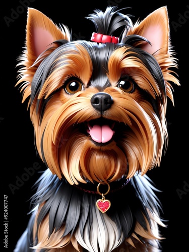 cartoon portrait of a yorkshire terrier dog isolated o background